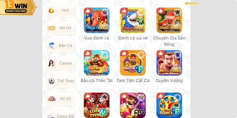 Kho game đặc sắc và cực khủng tại 13WIN